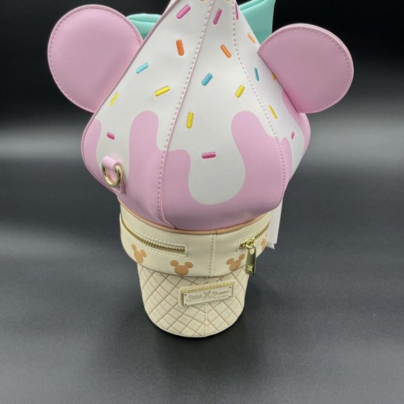 NWT Loungefly Stitch Shoppe Disney Minnie Sweets Soft Serve Ice Cream Crossbody - Picture 5 of 6